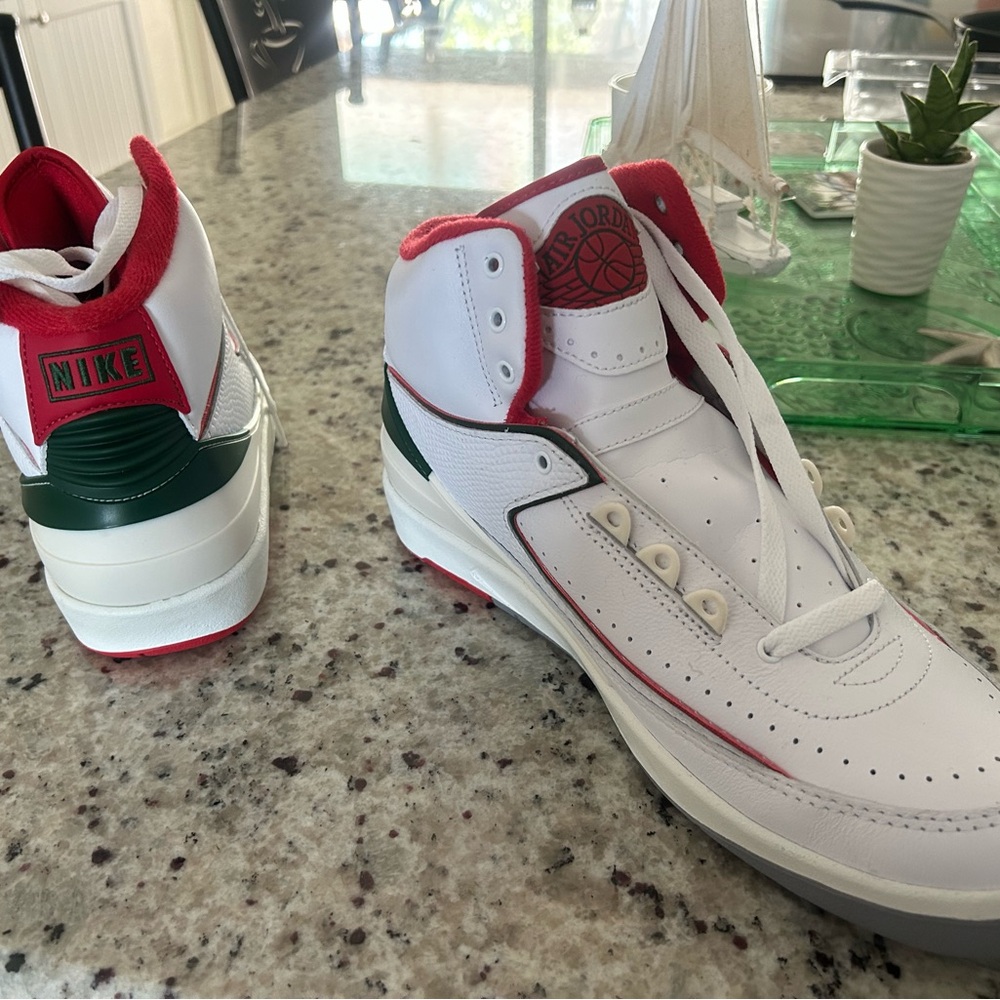 Nike Air Jordan 2 Retro White and Red Sneakers